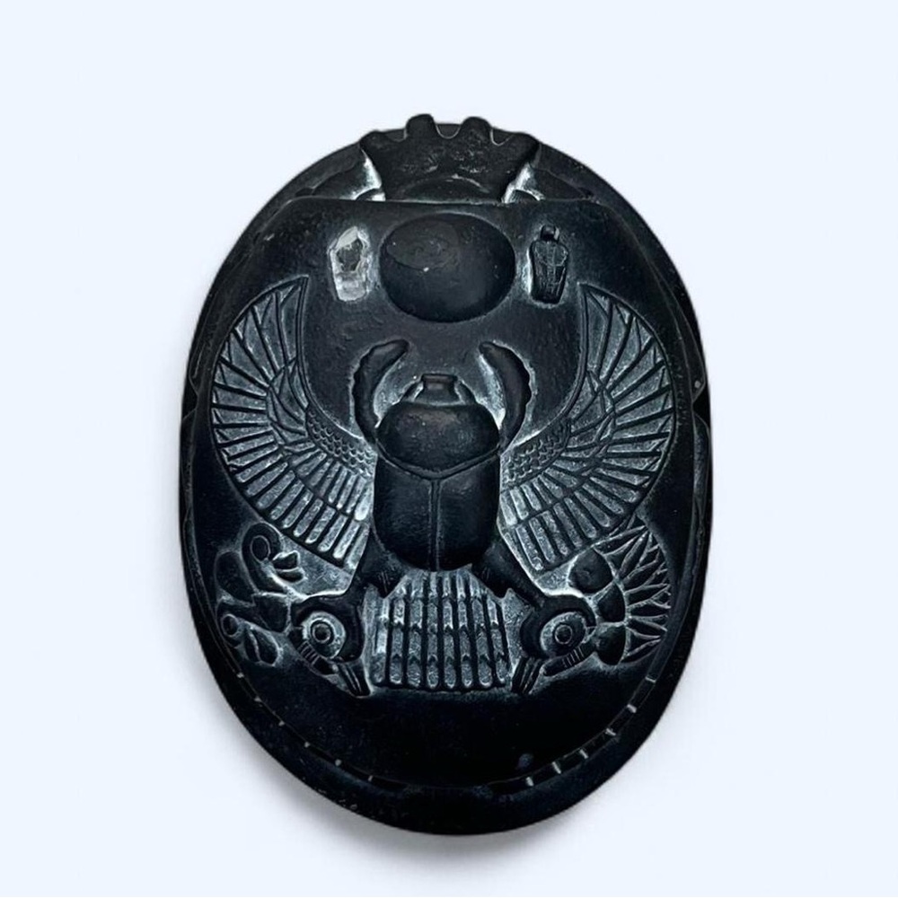 Black Egyptian Scarab Beetle Heavy Soapstone Office Paper Weight Home Decor